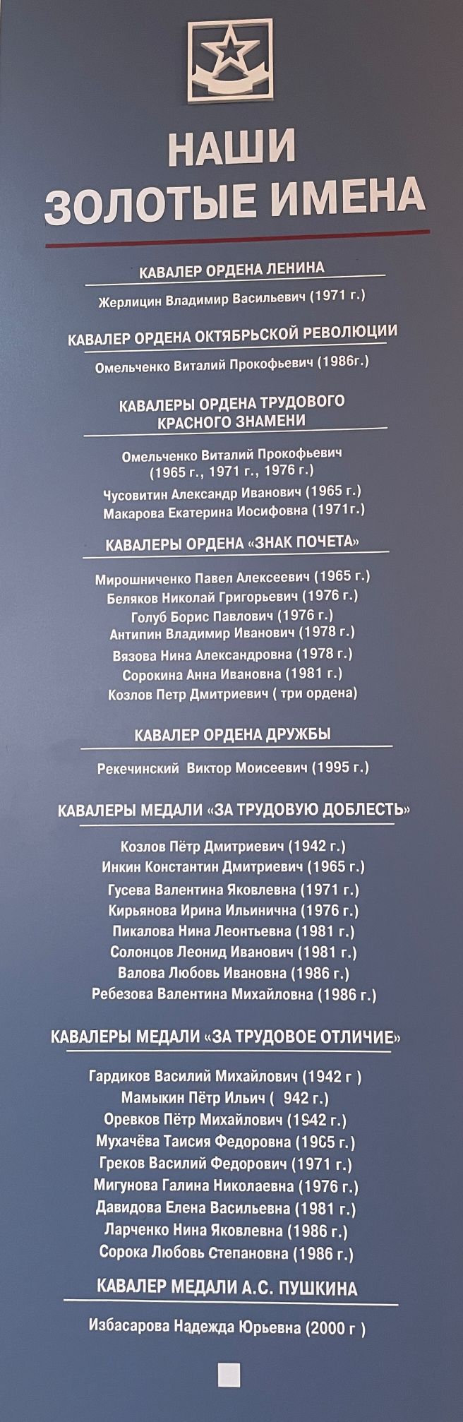 Наши золотые имена